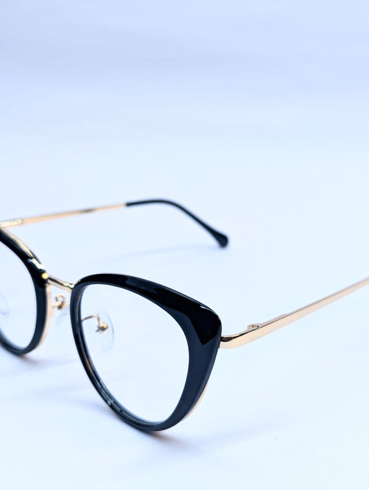 BIG METAL CATS EYE GLOSSY BLACK
